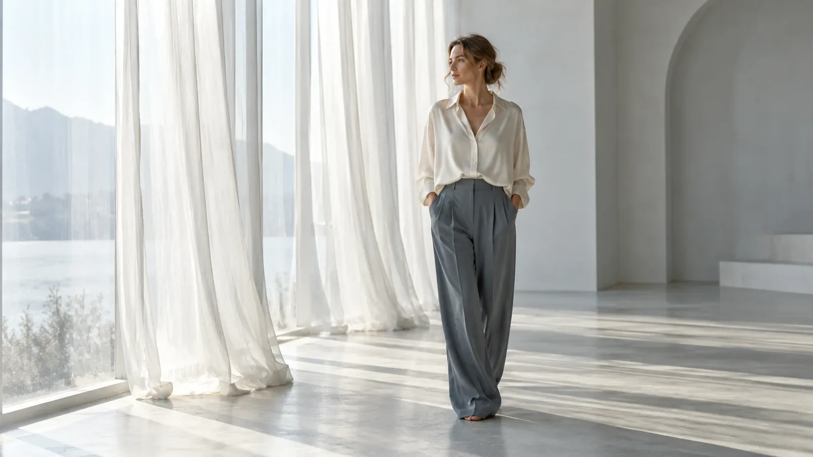 Quiet movement in a light-filled studio