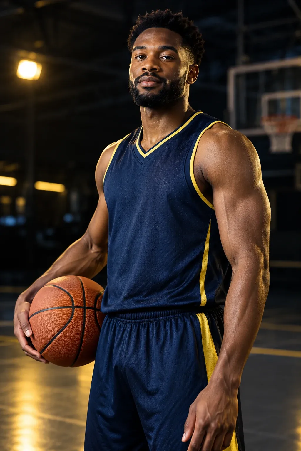 Basketball player portrait with the ball